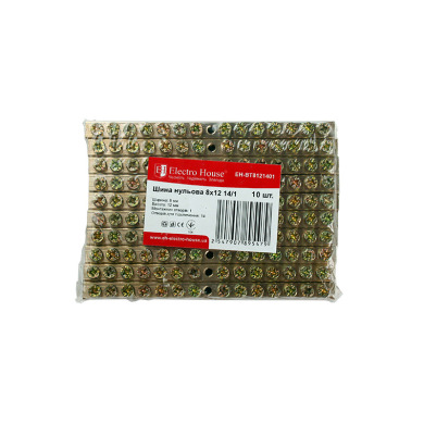 Шина нулевая 8х12 мм² 14/1 (1 отверстие)