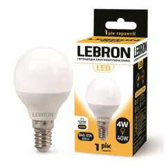 LED ЛАМПА LEBRON L-G45, 4W, 220V, Е14, 4100K, 320LM