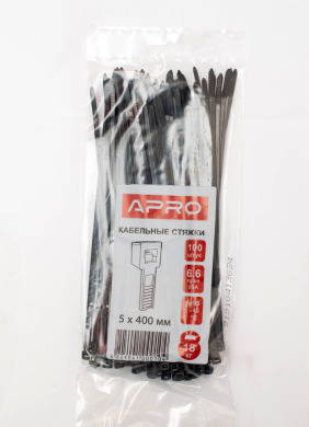 Хомут нейлоновий 5*400 чорний 100 шт (APRO)