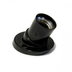 Патрон Е27 накладний, карболіт, чорний, косий