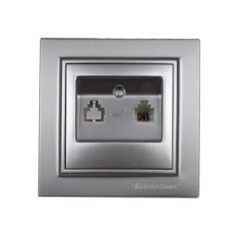 Розетка телефонная Enzo Серебряный камень