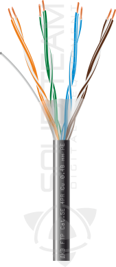 Вита пара ДКЗ FTP Cat.5Е 4PR Cu 0.48 мм PE Outdoor 305 м. (З дротом)