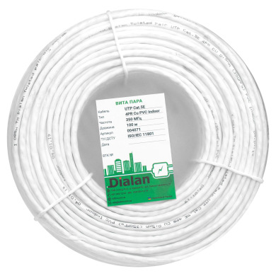 Витая пара UTP Cat.5E 4PR CU (350 МГц) PVC Indoor 100м Dialan	