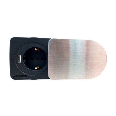 Компактна меблева розетка 1 x 16 А, 1 x USB 2,1 А, провід 3 x 1.5 mm²