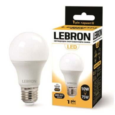LED ЛАМПА LEBRON L-A60, 10W, Е27, 4100K, 900LM