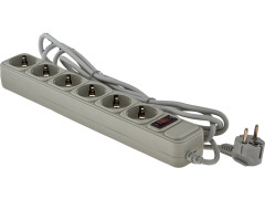 Фильтр-удлинитель сетевой LogicPower LP-X6, 6 розеток, серый, 3,0 м