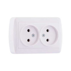 Розетка подвійна б/з накладна біла (10)