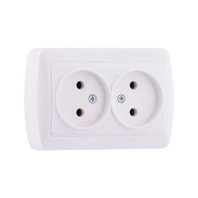 Розетка подвійна б/з накладна біла (10)