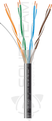 Вита пара ДКЗ UTP Cat.5Е 4PR Cu 0.48 мм PE Outdoor 305 м. (З дротом)