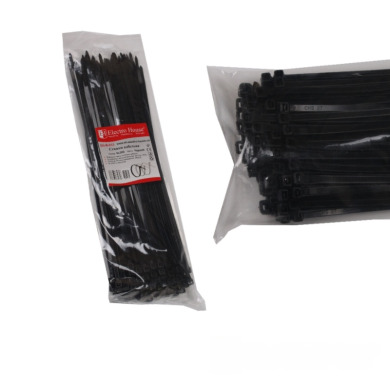 Стяжка кабельна Чорний 5х300 мм 100шт/п.