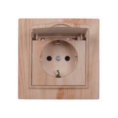 Розетка з кришкою IP44 з/з 16 А Enzo Світле дерево