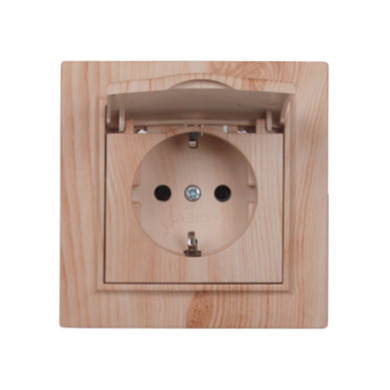 Розетка з кришкою IP44 з/з 16 А Enzo Світле дерево