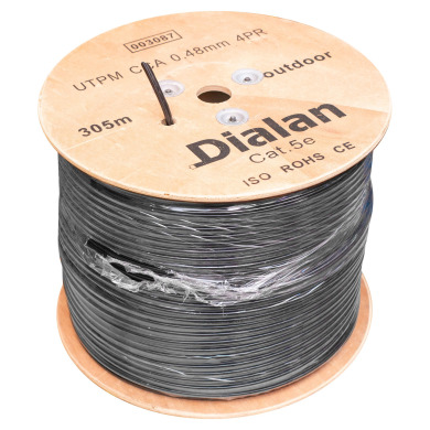 Вита пара Dialan UTP + M Cat.5Е 4PR CCA 0.48 мм PE Outdoor 305 м дріт 1.2мм