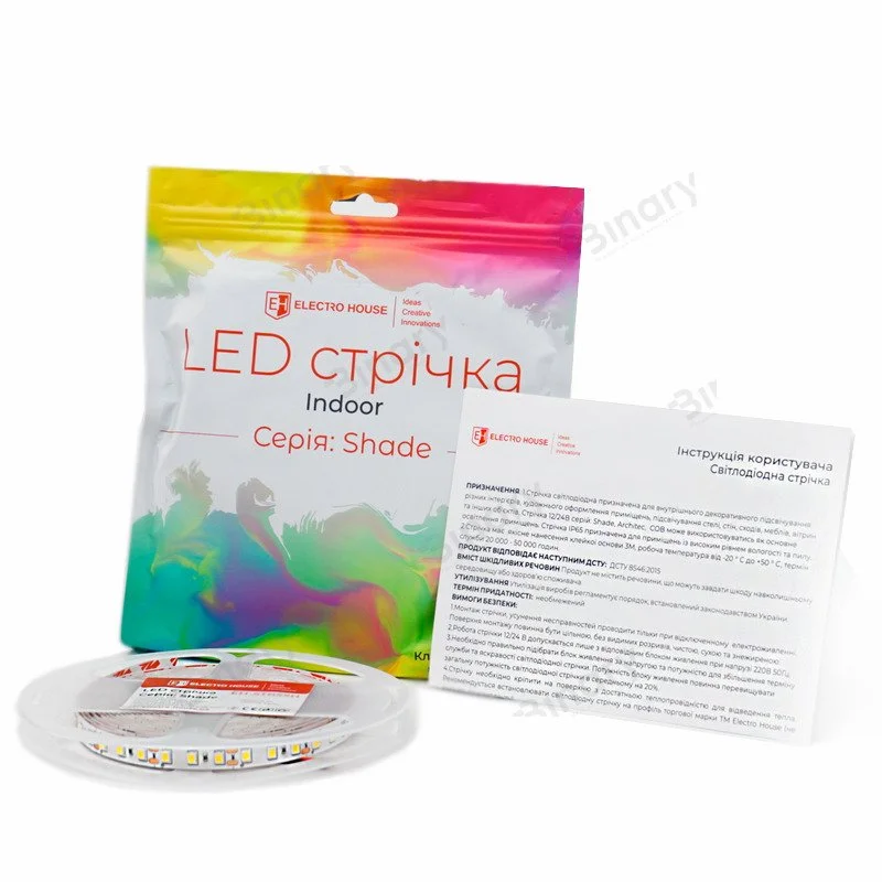 LED стрічка 5Вт 12 В 2835 60 діодів 550Лм/Вт теплий білий 2800К