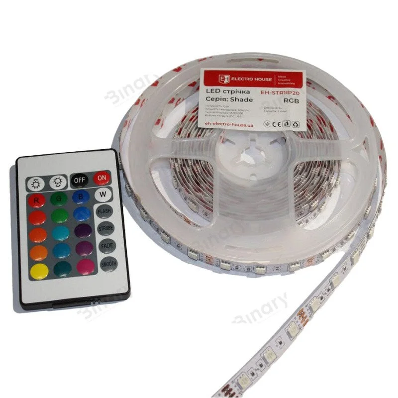 LED стрічка 12Вт 12В SMD5050 60 діодів RGB серія Shade, гарантія 2 роки ElectroHouse EH-STR1IP20 — фото 2