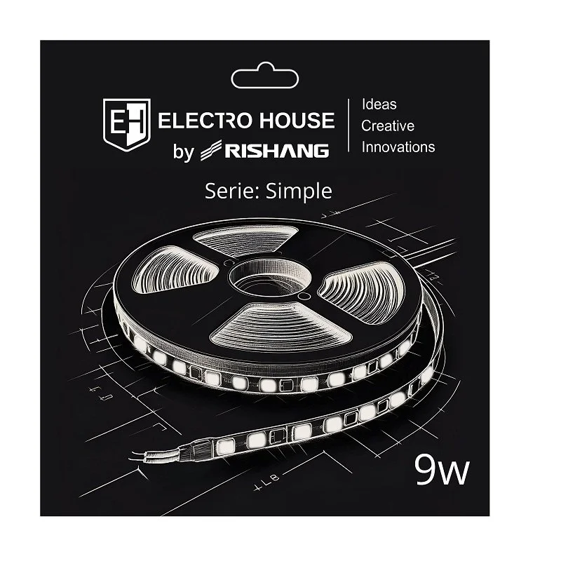 LED стрічка 9Вт 12В SMD2835 120 діодів, 900 Лм , холодний білий 6500К, серія Simple Electro House by Rishang ElectroHouse EH-STR6RS12 — фото 2