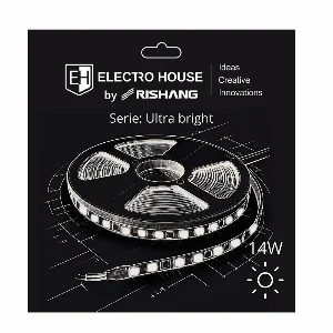 LED стрічка 14Вт 24В SMD2835 180 діодів, 1400 Лм, холодний білий 6500К, серія Ultra Bright Electro House by Rishang