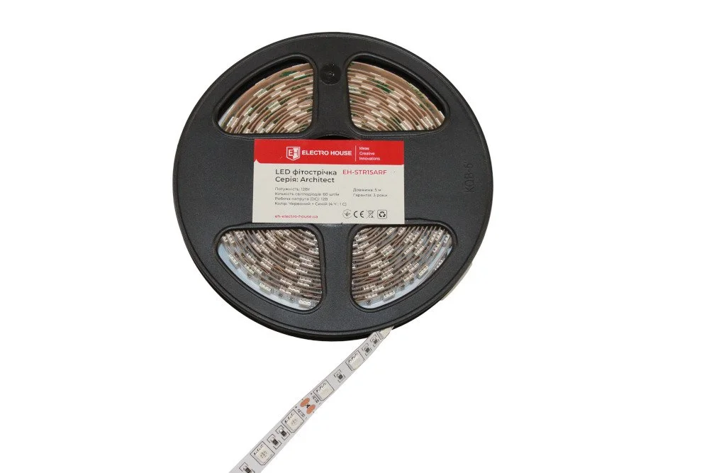 LED фітострічка 12Вт 12В SMD5050 60 діодів, червоний+синій, серія Architect, гарантія 3 роки ElectroHouse EH-STR15ARF — фото 2