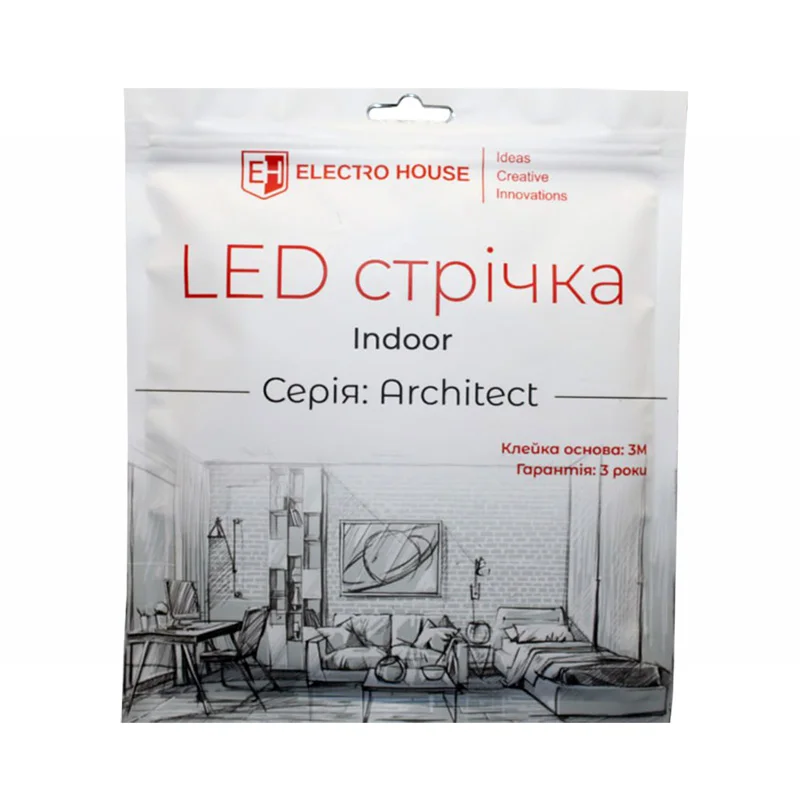 LED стрічка тонка  10Вт 12В SMD2835 120 діодів теплий білий 3000K, серія Architect, гарантія 3 роки