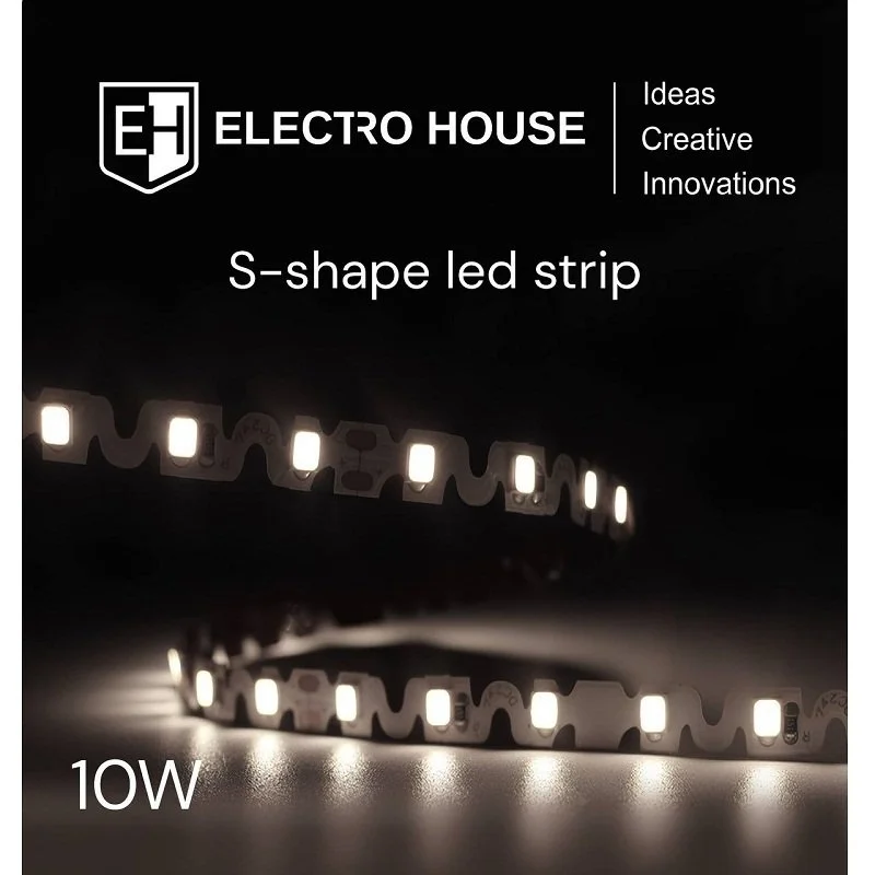 LED лента 10Вт 12В SMD2835 120 диодов, нейтральный белый 4000К, серия S-Shape, гарантия 3 года ElectroHouse EH-STR2S — фото 2