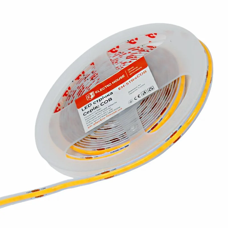 LED стрічка 10Вт 24В COB 320 діодів 100Лм/Вт теплий білий 3000K, серія COB, гарантія 3 роки ElectroHouse EH-STR4COB — фото 3