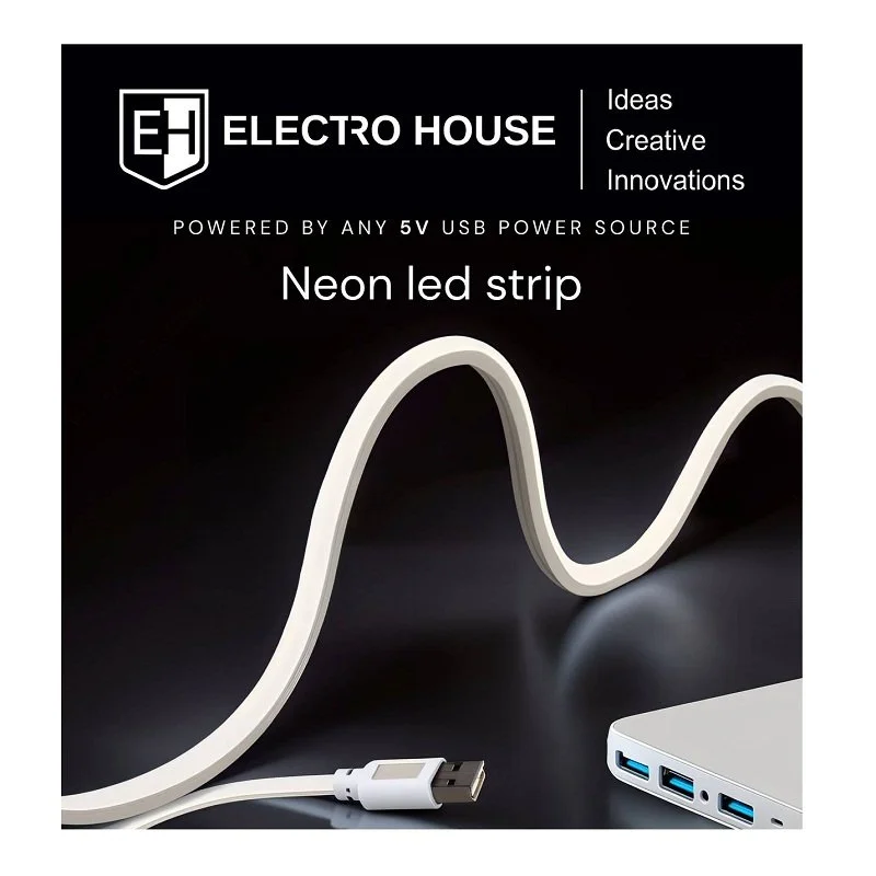 LED неоновая лента 10Вт 5В 6х12 мм SMD2835 96 диодов нейтральный белый 4000К, серия Neon 5V, гарантия 3 года ElectroHouse EH-STR-NP1 — фото 2