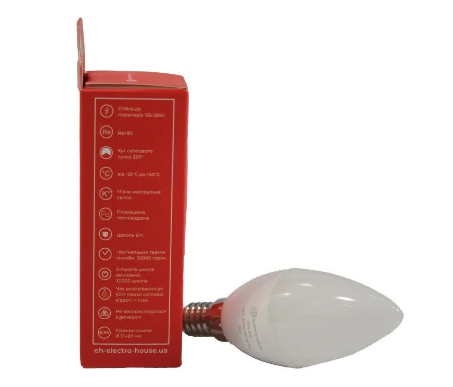 LED лампа С37 5Вт E14 4100К 450 Лм 165-265 В ElectroHouse EH-LMP-C514N — фото 2