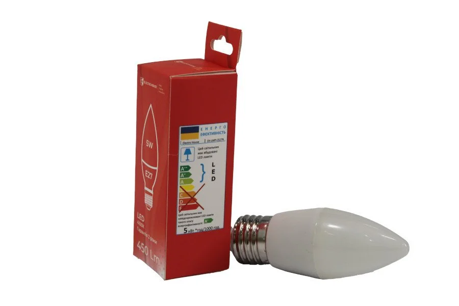 LED  лампа С37  5Вт E27  4100К 450 Лм  165-265 В