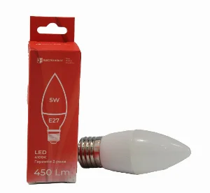 LED  лампа С37  5Вт E27  4100К 450 Лм  165-265 В
