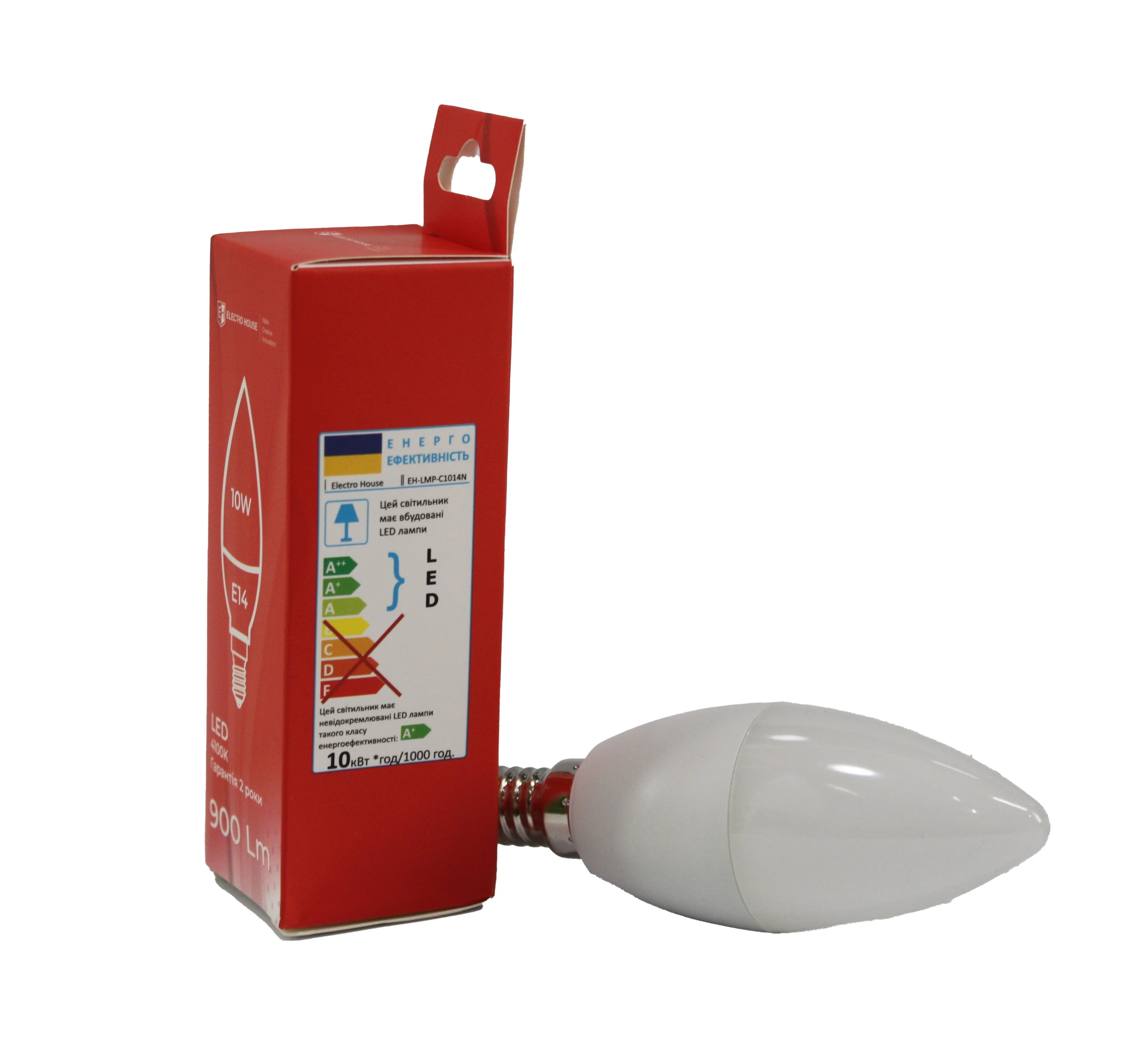 LED лампа С37 10Вт E14 4100К 900 Лм 165-265 В ElectroHouse EH-LMP-C1014N — фото 2
