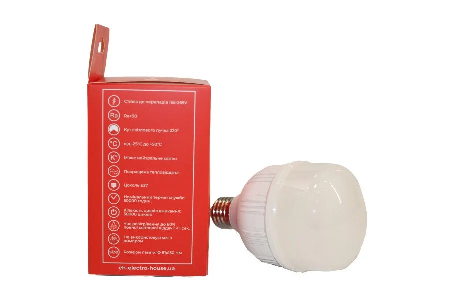 LED лампа T80 30Вт E27 4100К 2700 Лм 165-265 В ElectroHouse EH-LMP-T30N — фото 2
