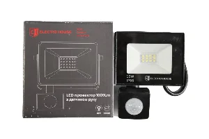 LED прожектор з датчиком руху 10Вт 1000 Лм 6500К холодний білий SMD2835 ElectroHouse EH-FDLS-10W — фото 1