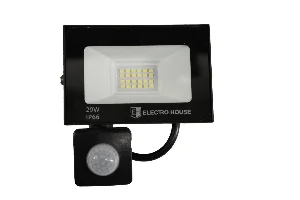 LED прожектор з датчиком руху 20Вт  2000 Лм   6500К   холодний білий  SMD2835