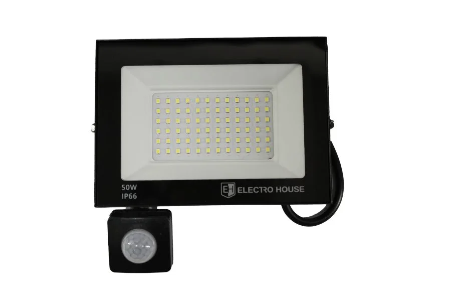 LED прожектор з датчиком руху 50Вт 5000 Лм 6500К холодний білий SMD2835 ElectroHouse EH-FDLS-50W — фото 2