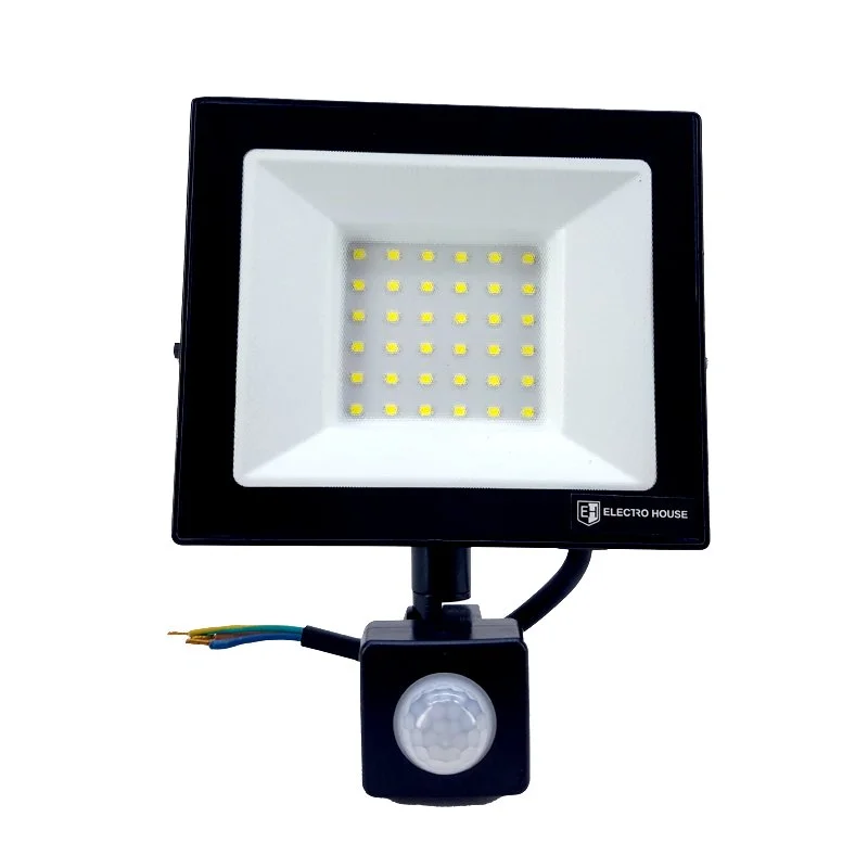 LED прожектор з датчиком руху 50Вт SMD5730, холодний білий 6500К, 4500 Лм ElectroHouse EH-LP-214 — фото 3