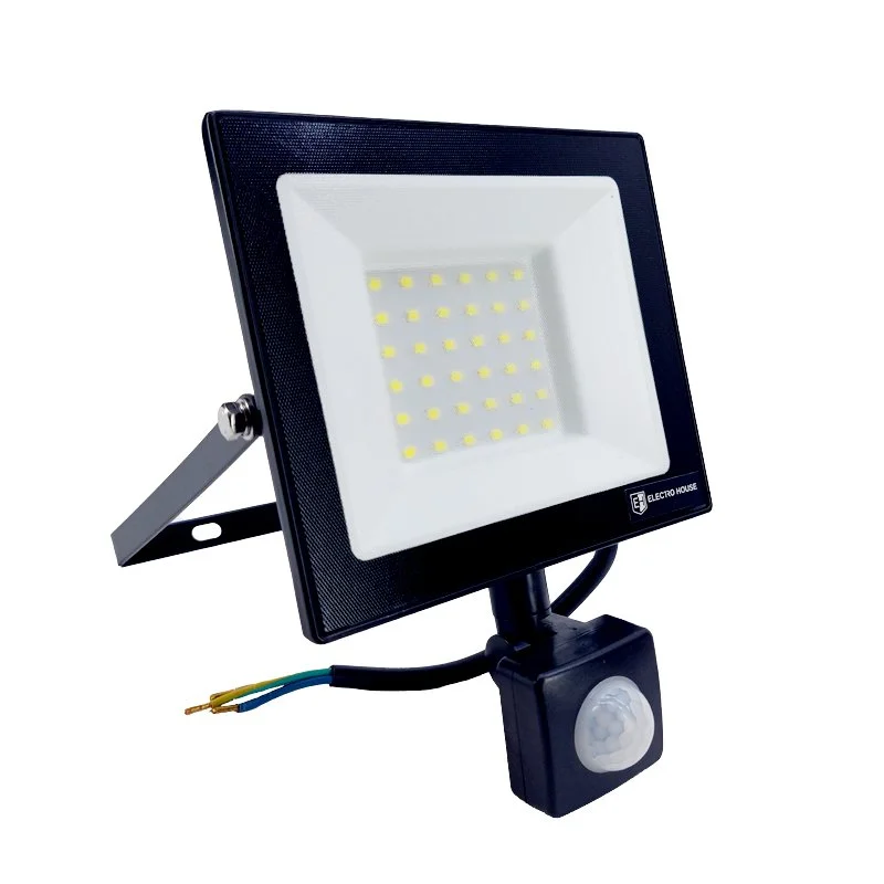 LED прожектор з датчиком руху 50Вт SMD5730, холодний білий 6500К, 4500 Лм ElectroHouse EH-LP-214 — фото 2