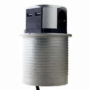 Меблева розетка 3 x 16А, 2 x USB 2.4А , металл + провід 3 x 1.5 mm²