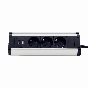 Меблева розетка кухонна (горизонтальна) 3 x 16А, 2 x USB 2.4А, метал + провід 3 x 1.5 mm² ElectroHouse EH-AR-307 — фото 4