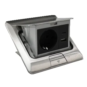 Розетка для підлоги з заземленням врізна 16А + 2USB (type C+A) 2.4А, IP44 , алюміній