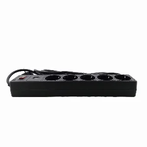 Мережевий фільтр із заземленням 5 гнізд + 2USB, 3 м, чорний, захисні шторки ElectroHouse EH-NFBU-5.3 — фото 1