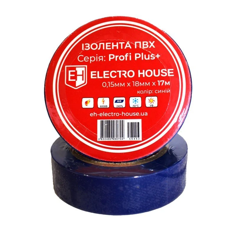 Синя ізоляційна стрічка 17 м ElectroHouse EH-AHT-1811 — фото 2