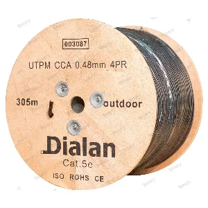 Вита пара Dialan UTP + M Cat.5Е 4PR CCA 0.48 мм PE Outdoor 305 м дріт 0,9мм (на катушці)