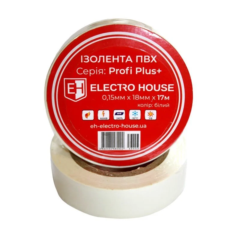Біла ізоляційна стрічка 17 м ElectroHouse EH-AHT-1813 — фото 3