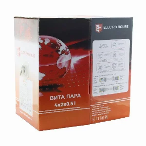 Сетевой кабель UTP cat5e 4х2х0,51 мм² CCA PE черный, со стальным проводом, наружный монтаж