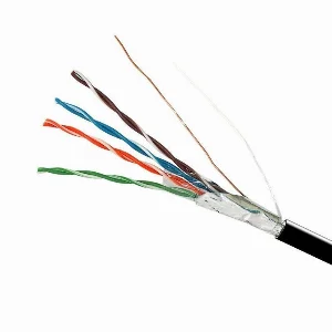 Мережевий кабель FTP+M cat5e 4х2х0,51 мм²  Cu  PE чорний, зі сталевим дротом, зовнішній монтаж