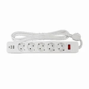 Мережевий фільтр із заземленням 5*3 метра, 2USB A + 1USB C, білий