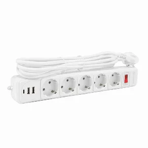 Сетевой фильтр с заземлением 5*3 метра, 2USB A + 1USB C, белый ElectroHouse EH-NFWUC-5.3 — фото 1
