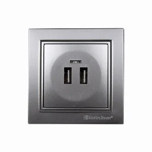 Розетка USB (2 порти) 2 A Enzo Срібний камінь
