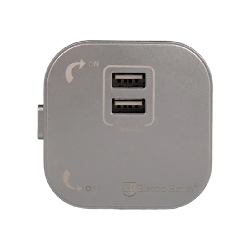Розетка трекова подвійна USB Pandora (Сірий) 2,4 А ElectroHouse EH-PT-002 — фото 3