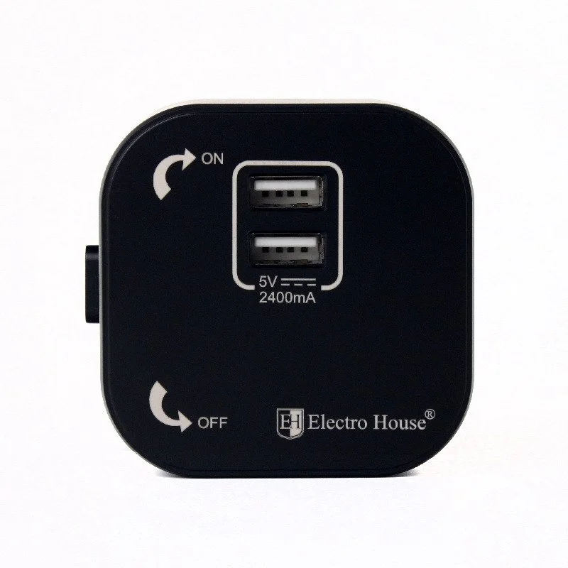 Розетка трекова подвійна USB Pandora Black (Чорний) 2,4 А ElectroHouse EH-PT-002B — фото 4